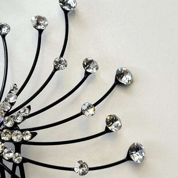 Bridal Hair Pins Black Crystal HairComb Hair Accessories Jewelry - Picture 3 of 11
